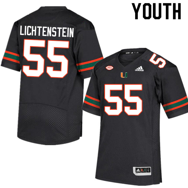 Youth #55 Jacob Lichtenstein Miami Hurricanes College Football Jerseys Sale-Black